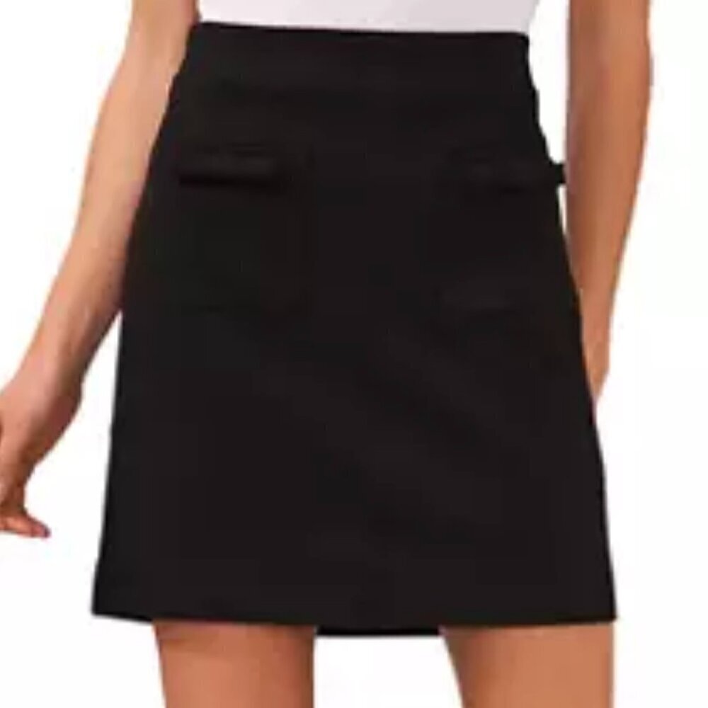 CECE Plus Women's Bow Pocket Short Spring Calling Rich Black Skirt 22W NWT